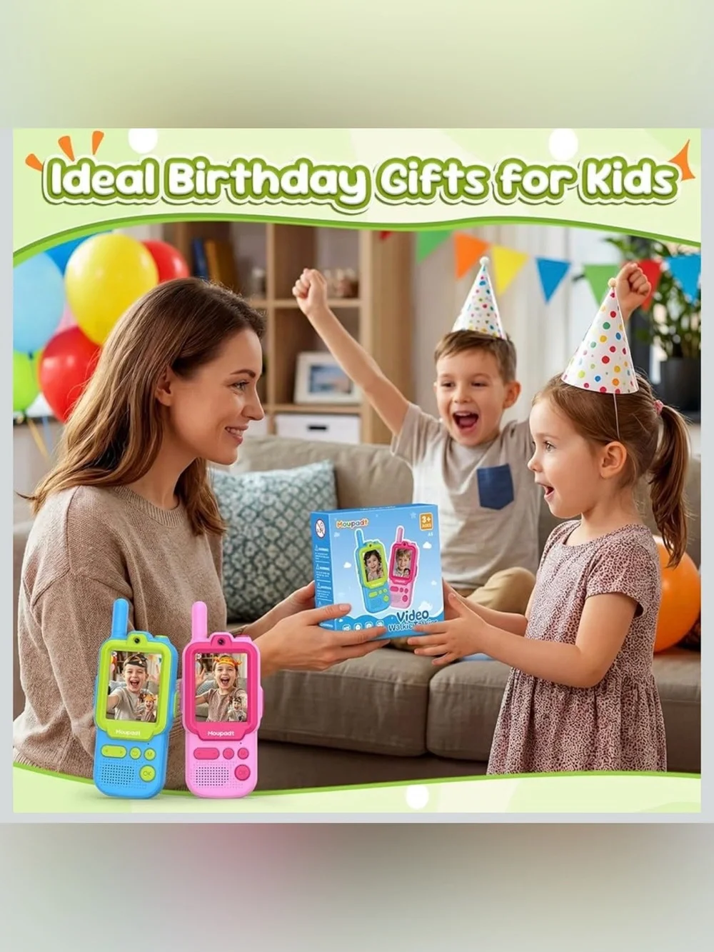 Kids Walkie Talkie 2.4” screen with 5 voice changers two way radio